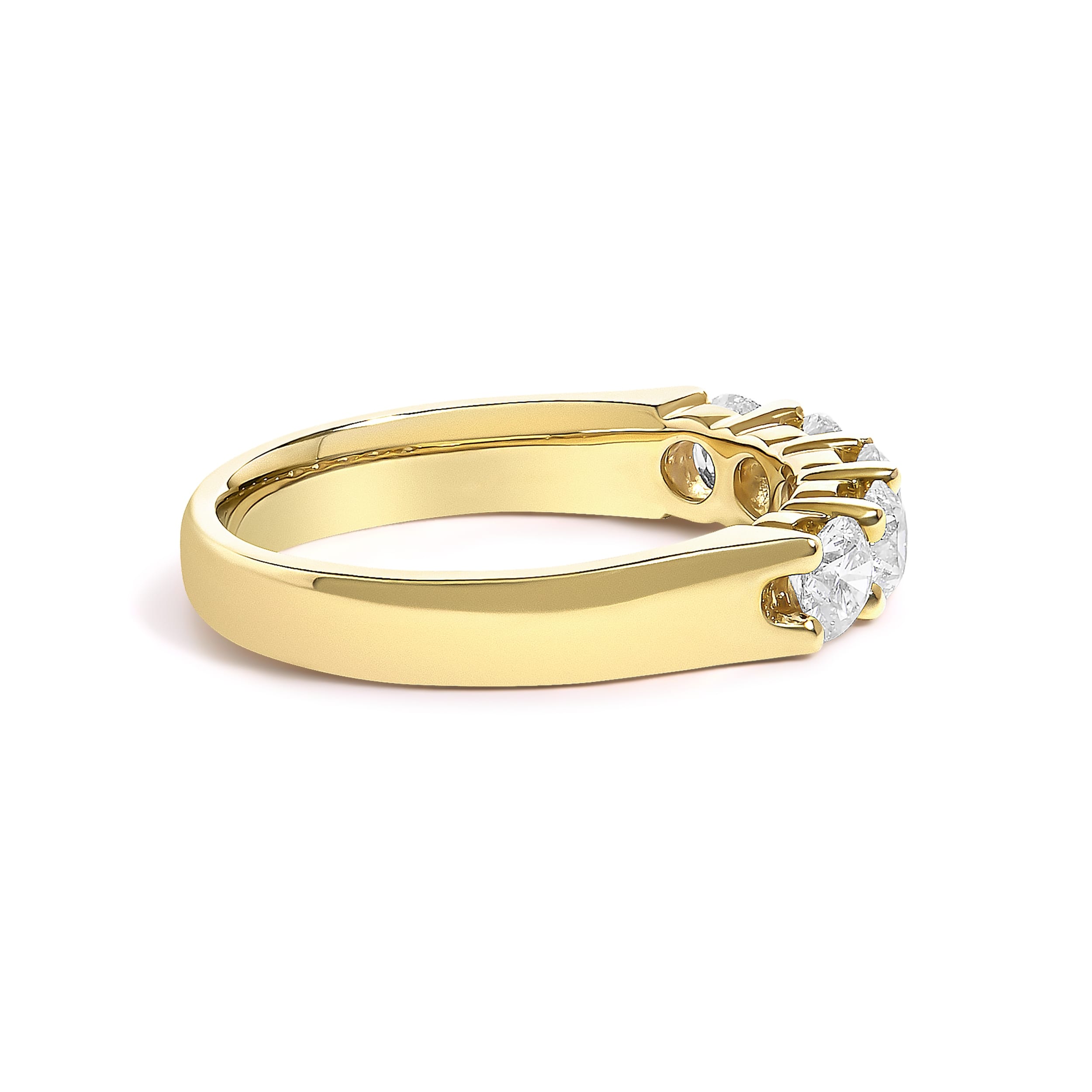 14K Yellow Gold 1.00 Cttw Diamond 5 Stone Band Ring