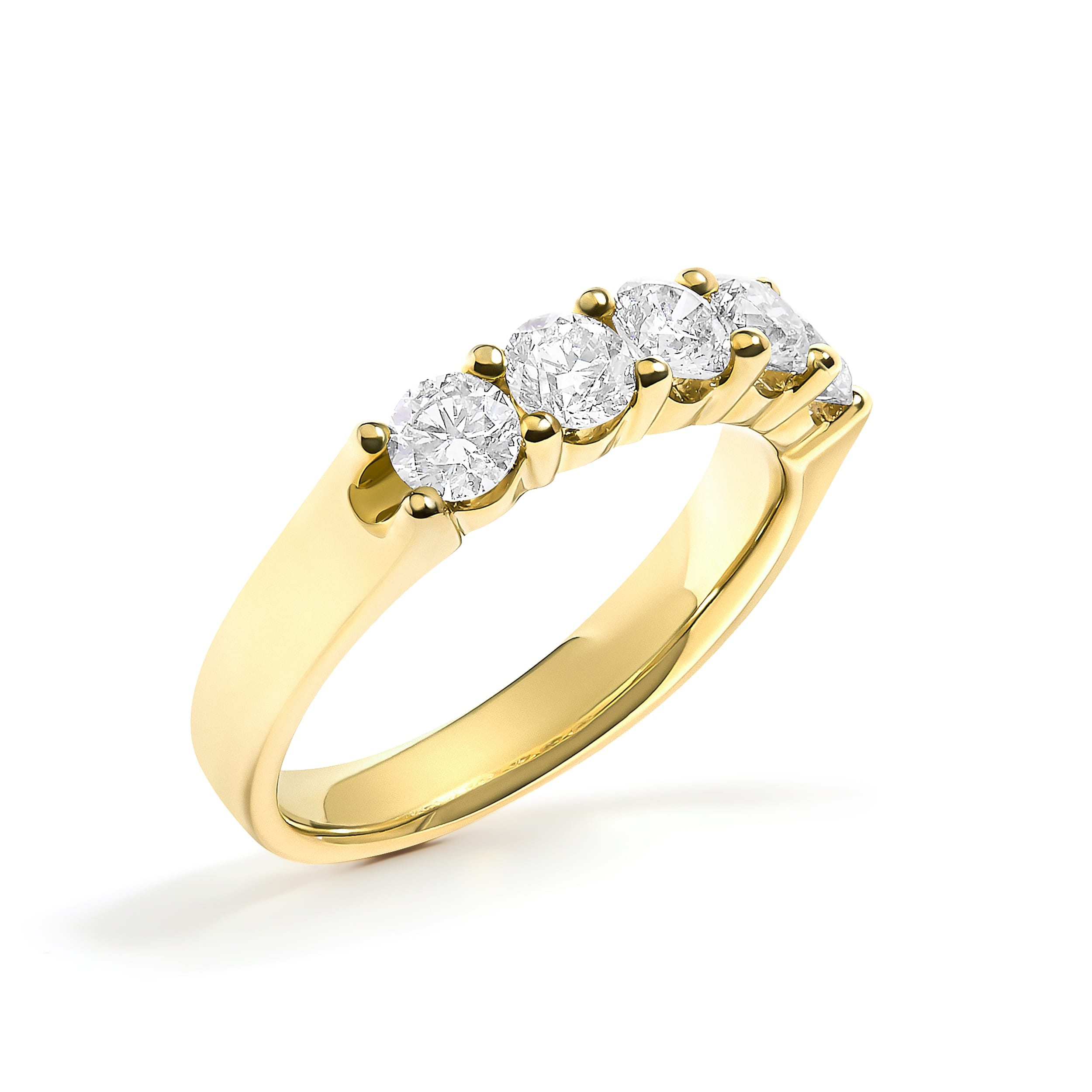 14K Yellow Gold 1.00 Cttw Diamond 5 Stone Band Ring