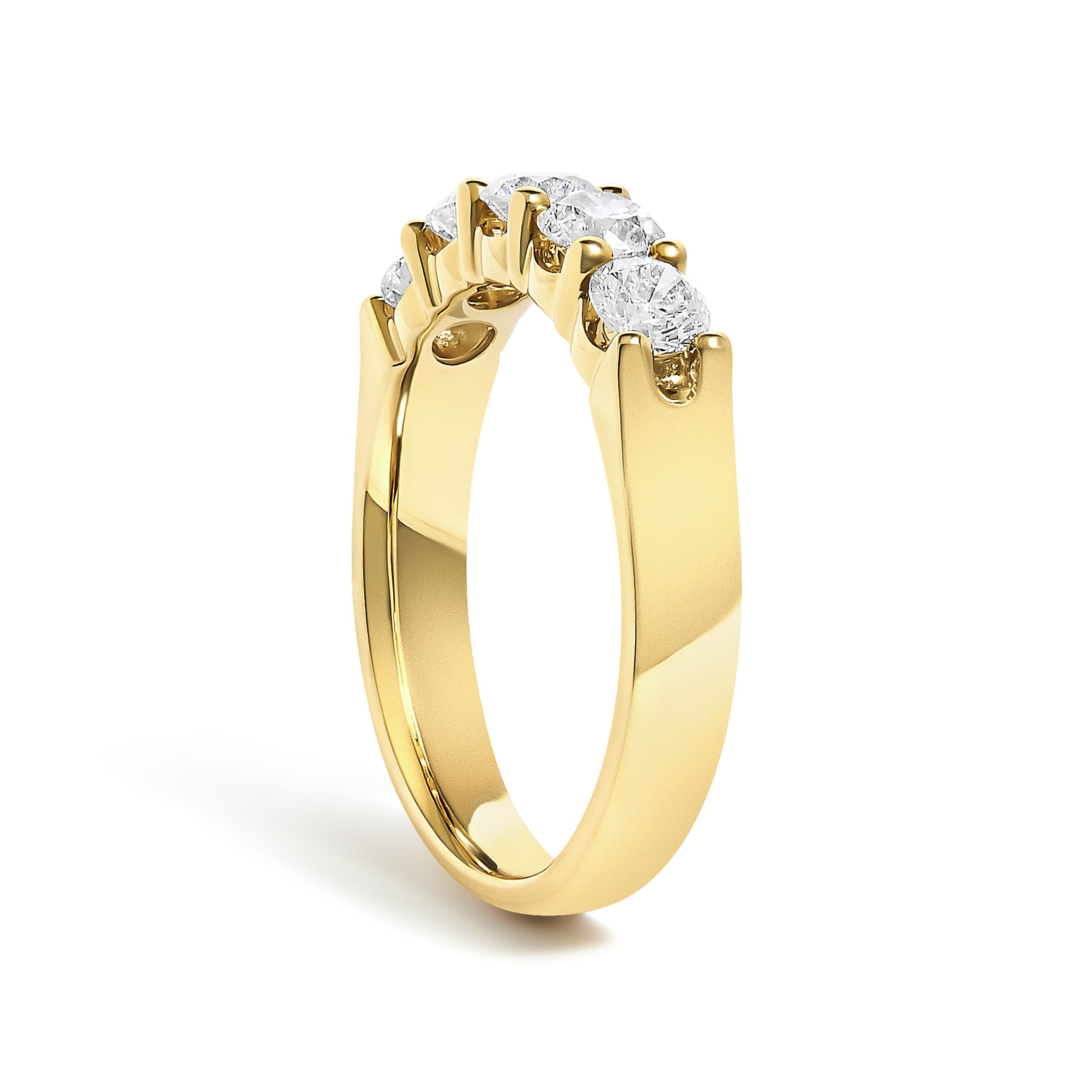 14K Yellow Gold 1.00 Cttw Diamond 5 Stone Band Ring