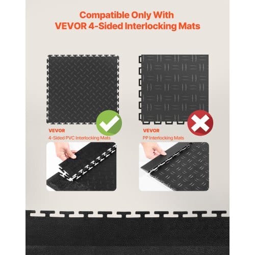 Male Garage Floors Transition Edge Kit, 12 Edges and 4 Corners, Sturdy PVC Interlocking Modular Garage Floor Edging Slip-resistant, Compatible Only with 4-Sided Interlocking Mats, Black