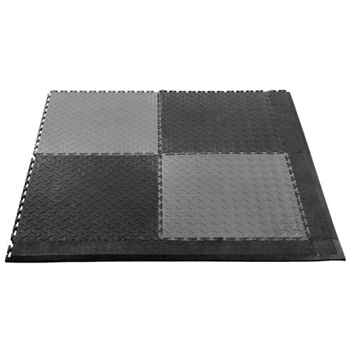 Male Garage Floors Transition Edge Kit, 12 Edges and 4 Corners, Sturdy PVC Interlocking Modular Garage Floor Edging Slip-resistant, Compatible Only with 4-Sided Interlocking Mats, Black