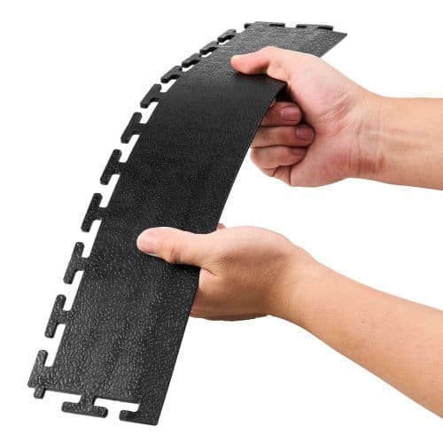 Male Garage Floors Transition Edge Kit, 12 Edges and 4 Corners, Sturdy PVC Interlocking Modular Garage Floor Edging Slip-resistant, Compatible Only with  4-Sided Interlocking Mats, Black