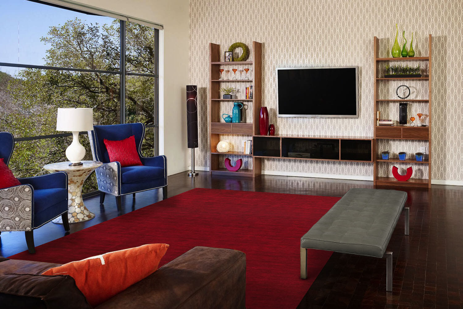 4' X 6' Red Wool Hand Woven Area Rug