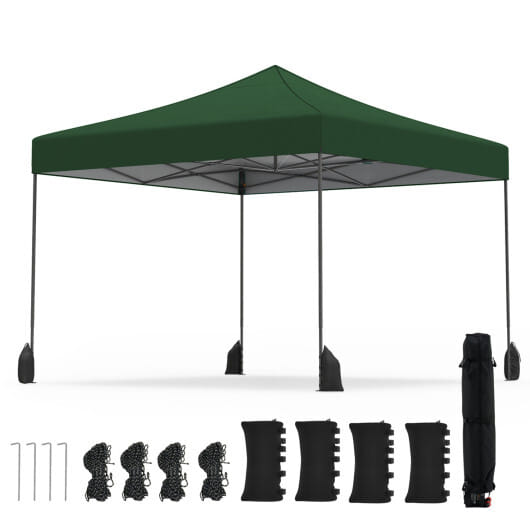 9.5 x 9.5 Feet Pop up Canopy Tent with Adjustable Heights-Green