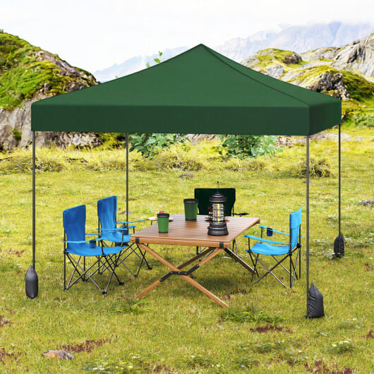 9.5 x 9.5 Feet Pop up Canopy Tent with Adjustable Heights-Green