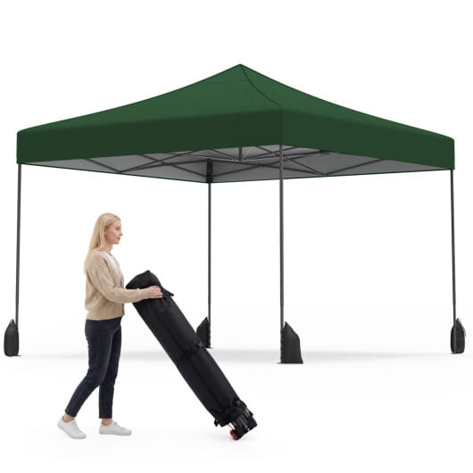 9.5 x 9.5 Feet Pop up Canopy Tent with Adjustable Heights-Green