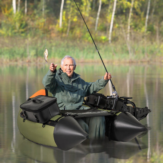 Portable Fishing Boat with 3 Detachable Storage Boxes-Green - Color: Green