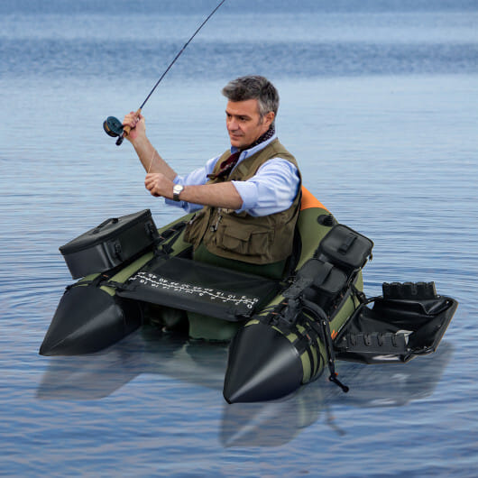 Portable Fishing Boat with 3 Detachable Storage Boxes-Green - Color: Green