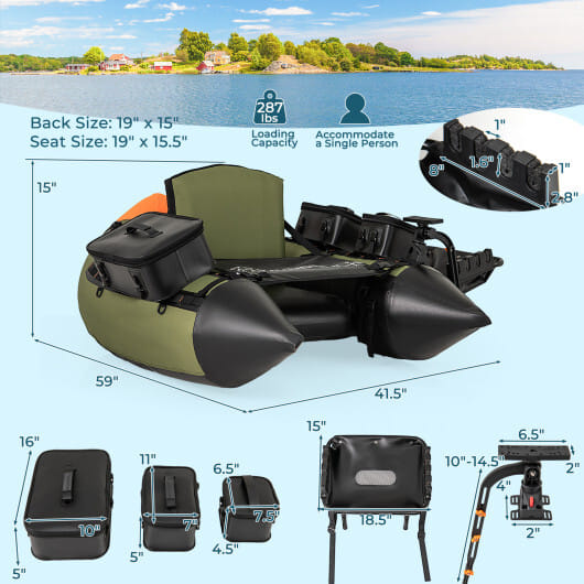 Portable Fishing Boat with 3 Detachable Storage Boxes-Green - Color: Green