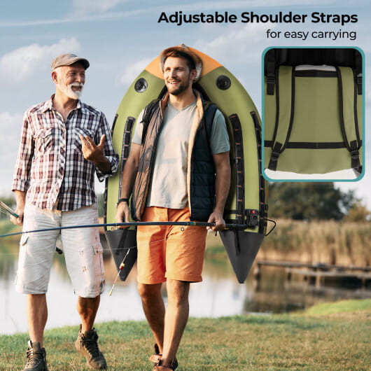Portable Fishing Boat with 3 Detachable Storage Boxes-Green - Color: Green