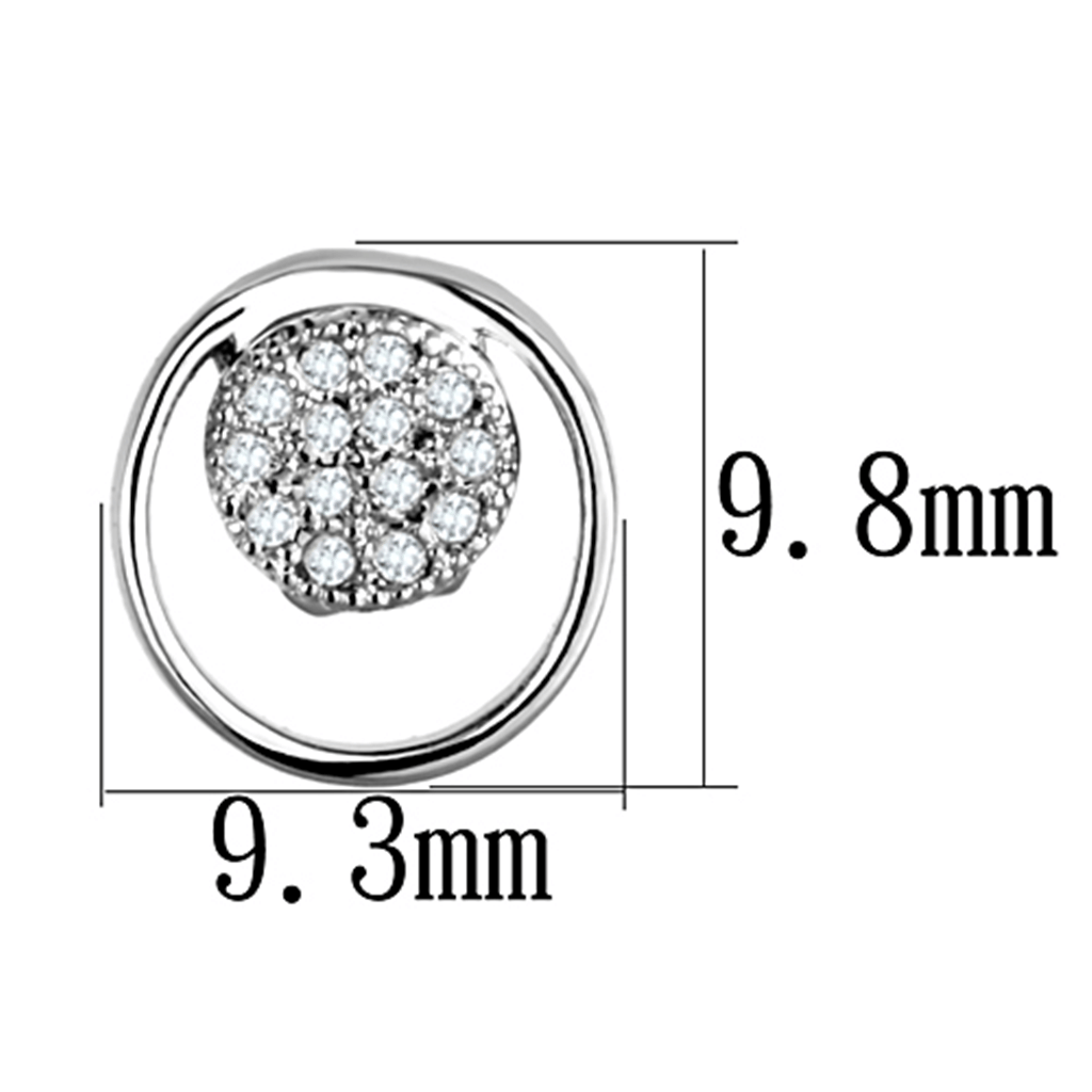 3W669 - Rhodium Brass Earrings with AAA Grade CZ in Clear