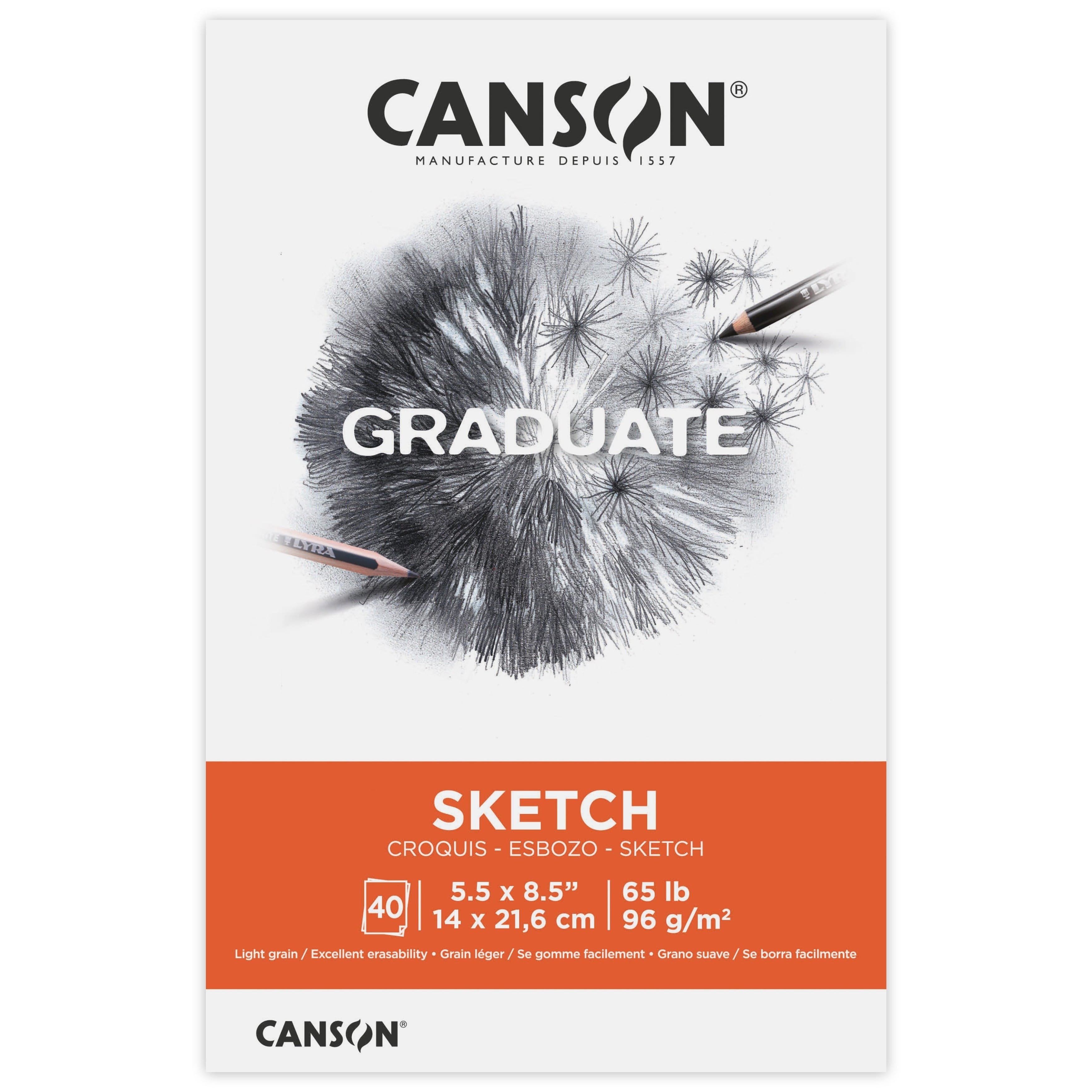 Canson Graduate Series Sketch Pad 5.5"X8.5"-40 Sheets (Pack of 3)