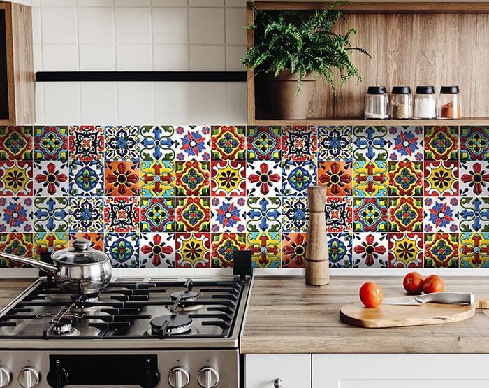 8" X 8" Festival Brights Mosaic Peel And Stick Removable Tiles