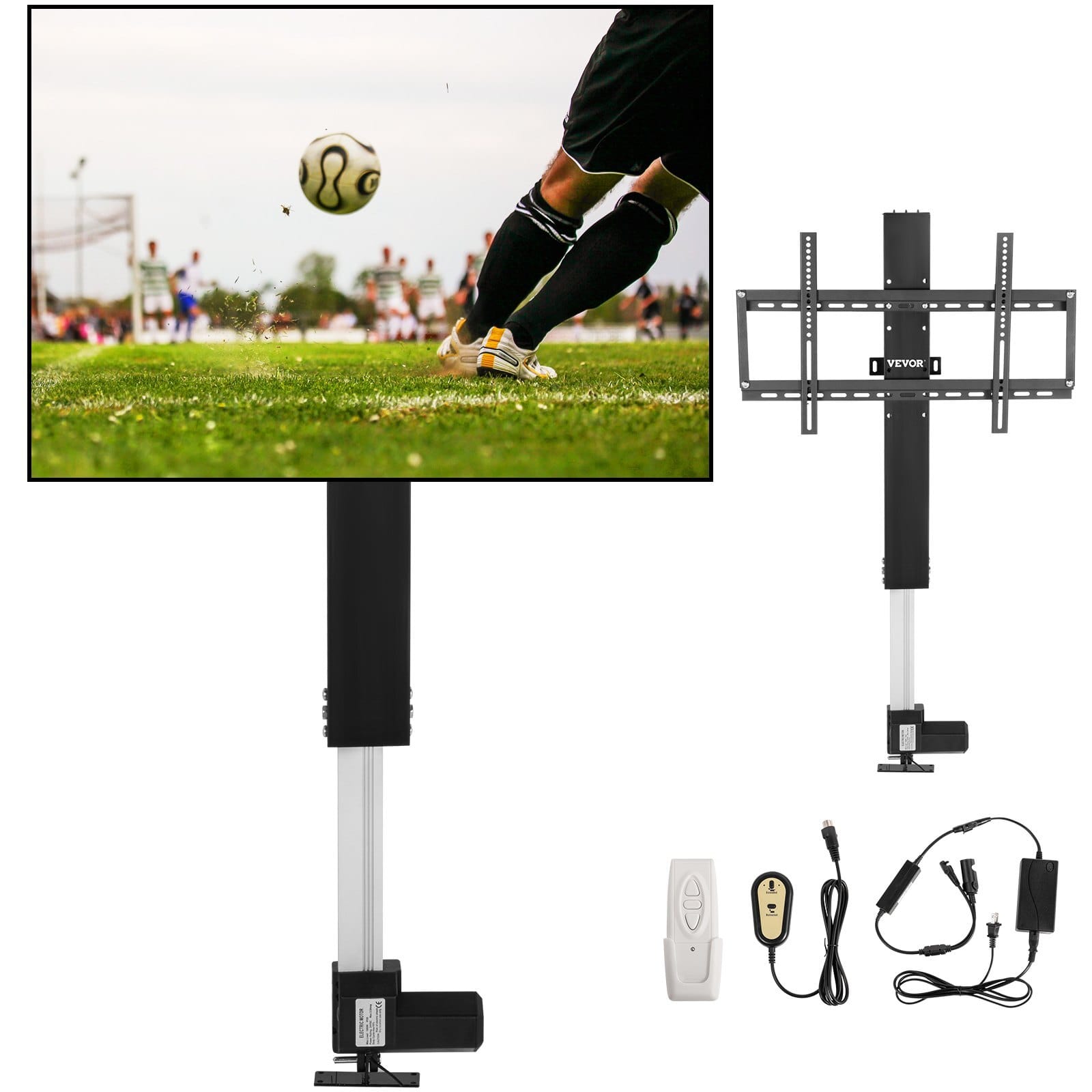 Automated TV Elevator, 20" Stroke for 28-32" TVs. Remote-Controlled, Adjustable Height 30-50", Supports up to 132 lbs
