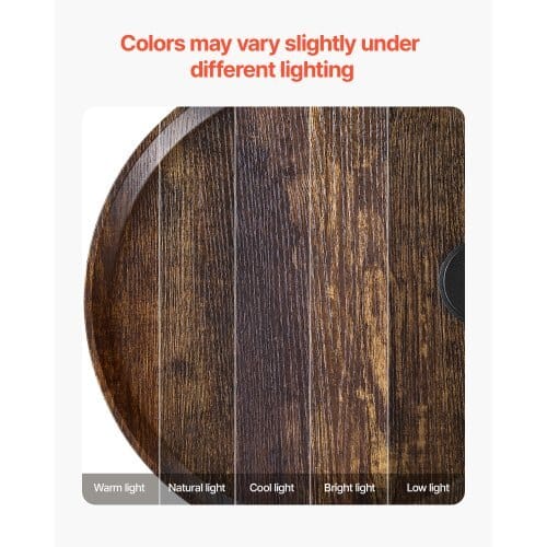 End Table, 2-Tier Round Side Table with Open Storage Shelves, Modern Nightstand Bedside Desk with USB & AC Charging Port, Wood Sofa Coffee Desk for Living Room, Bedroom, Office, Dorm, Brown
