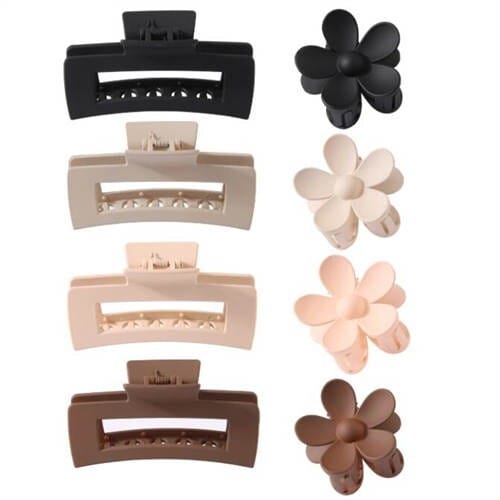 8 Pieces Set Korean Fashion Spray Paint Rectangular Gum Claw Hair Clip/ Hair Accessories - Combo N