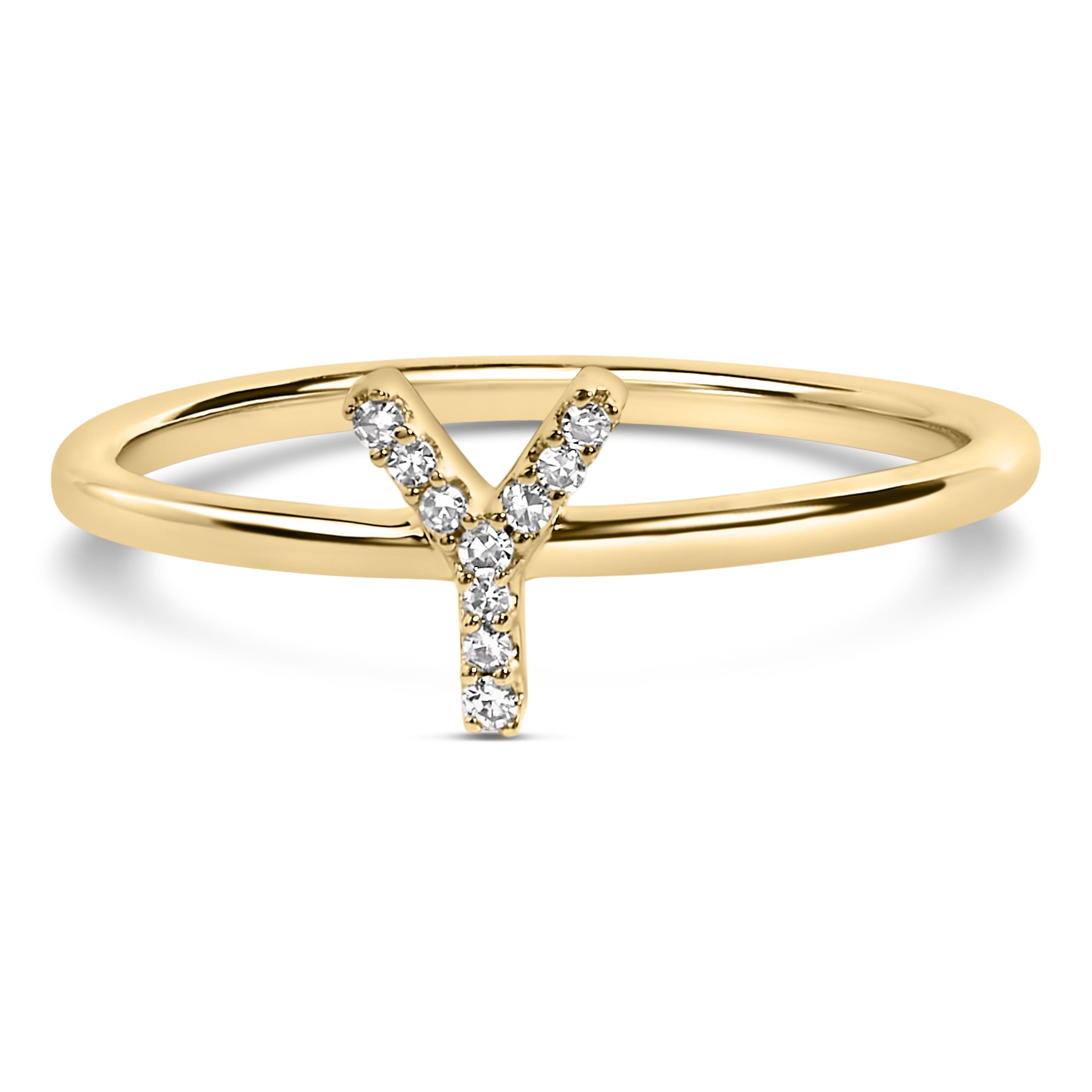 10K Yellow Gold Diamond Accent Initial "Y" Ring