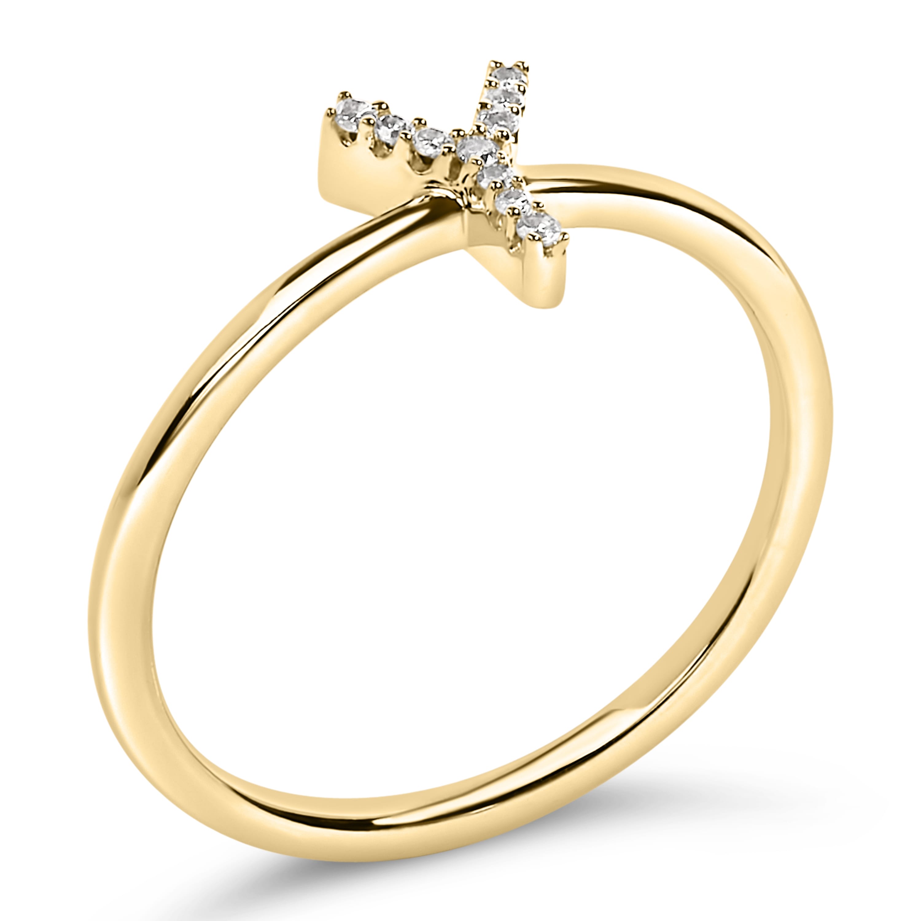 10K Yellow Gold Diamond Accent Initial "Y" Ring