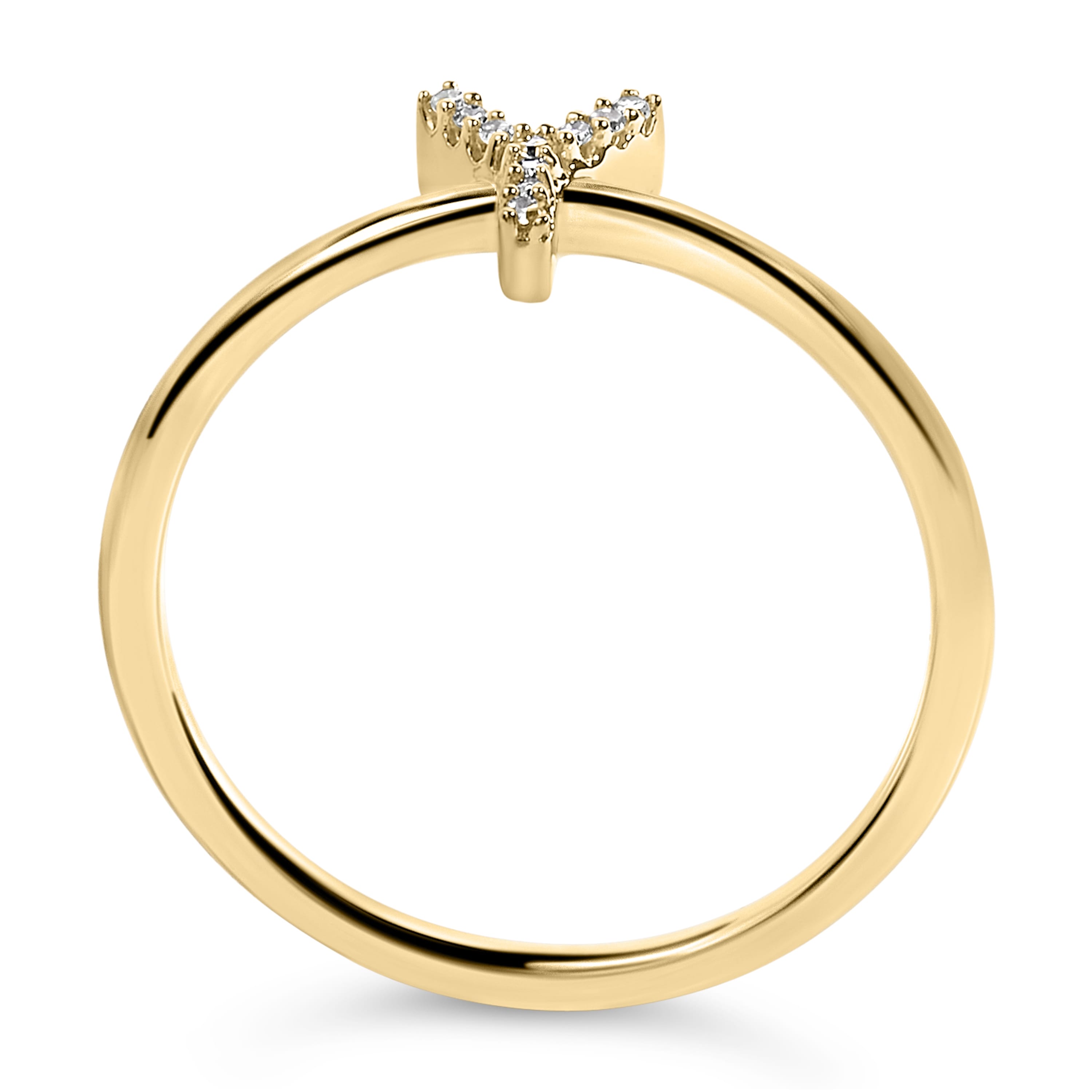 10K Yellow Gold Diamond Accent Initial "Y" Ring