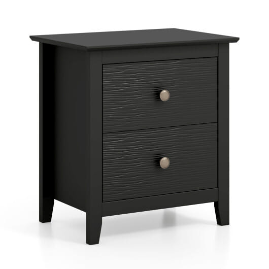 Modern Nightstand with 2 Drawers for Small Spaces-Black - Color: Black