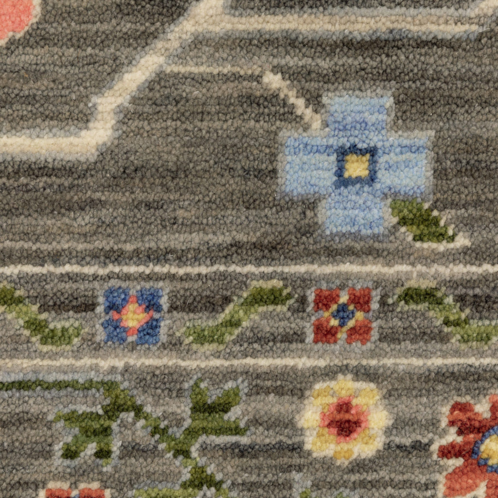 5' X 8' Blue and Gray Oriental Power Loom Area Rug With Fringe