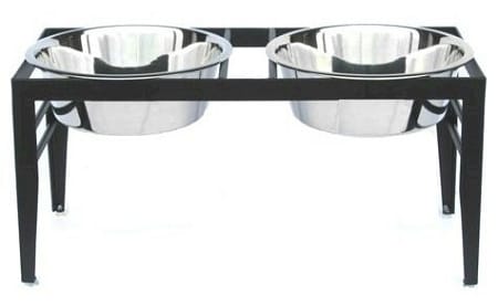 Chariot Double Elevated Dog Bowl Large Black