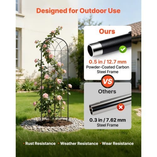 Garden Trellis, 71 x 20 inch Rose Trellis, 2 Packs Garden Flower Rose Trellises with Powder-Coated Finish & Convenient Locking Design, Plant Support Trellises for Flowers, Vegetables, Roses