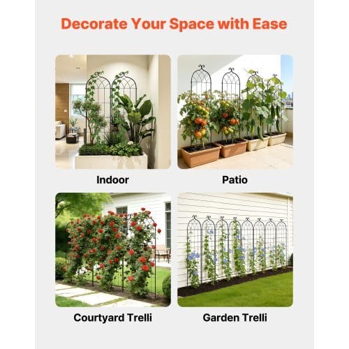 Garden Trellis, 71 x 20 inch Rose Trellis, 2 Packs Garden Flower Rose Trellises with Powder-Coated Finish & Convenient Locking Design, Plant Support Trellises for Flowers, Vegetables, Roses