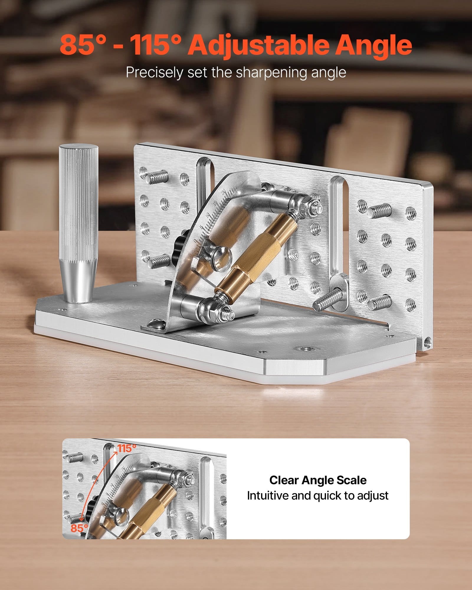 Belt Grinder Knife Jig, 85?° - 115?° Adjustable Belt Sander Knife Sharpening Jig with Dual Handles, 7.68" Long Sharpener Locator Compatible with Bench Grinders, Sharpening Machines