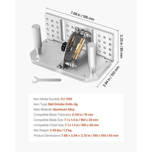 Belt Grinder Knife Jig, 85?° - 115?° Adjustable Belt Sander Knife Sharpening Jig with Dual Handles, 7.68" Long Sharpener Locator Compatible with Bench Grinders, Sharpening Machines