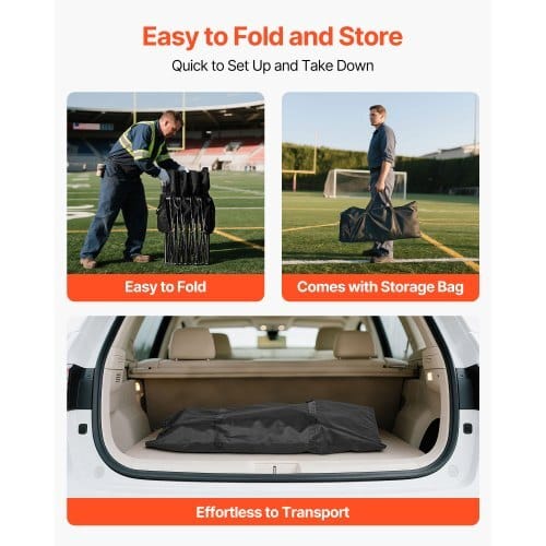 Portable Folding Bench, 4 Seat Foldable Soccer Bench with Side Pockets and Carrying Bag, Lightweight Sideline Seating with Back Rest for Football, Baseball, Camping, Outdoor Events, Black