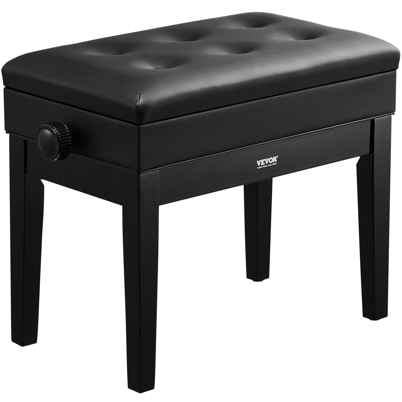 Piano Bench, 22" x 13" x 19.3", Keyboard Piano Chair with 19.3"-22.8" Adjustable Height, Padded Cushion, Storage Compartment for Music Books, Wooden Piano Stool Seat, for Vanity, Living Room