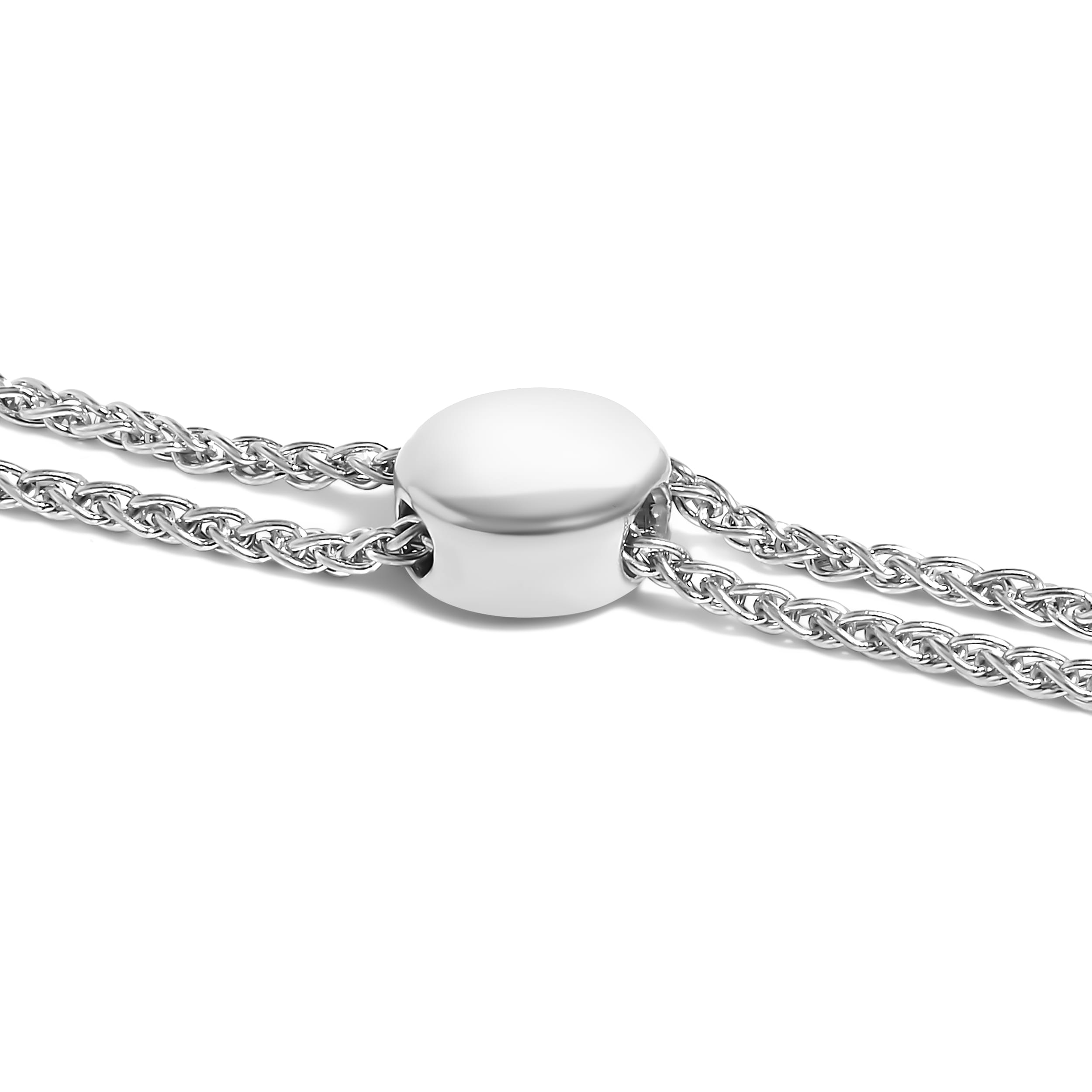 .925 Sterling Silver 1/4 Cttw Diamond 4"-10" Adjustable Bolo Alternating Square and Rectangle Bolo Bracelet (I-J Color, I3 Clarity)