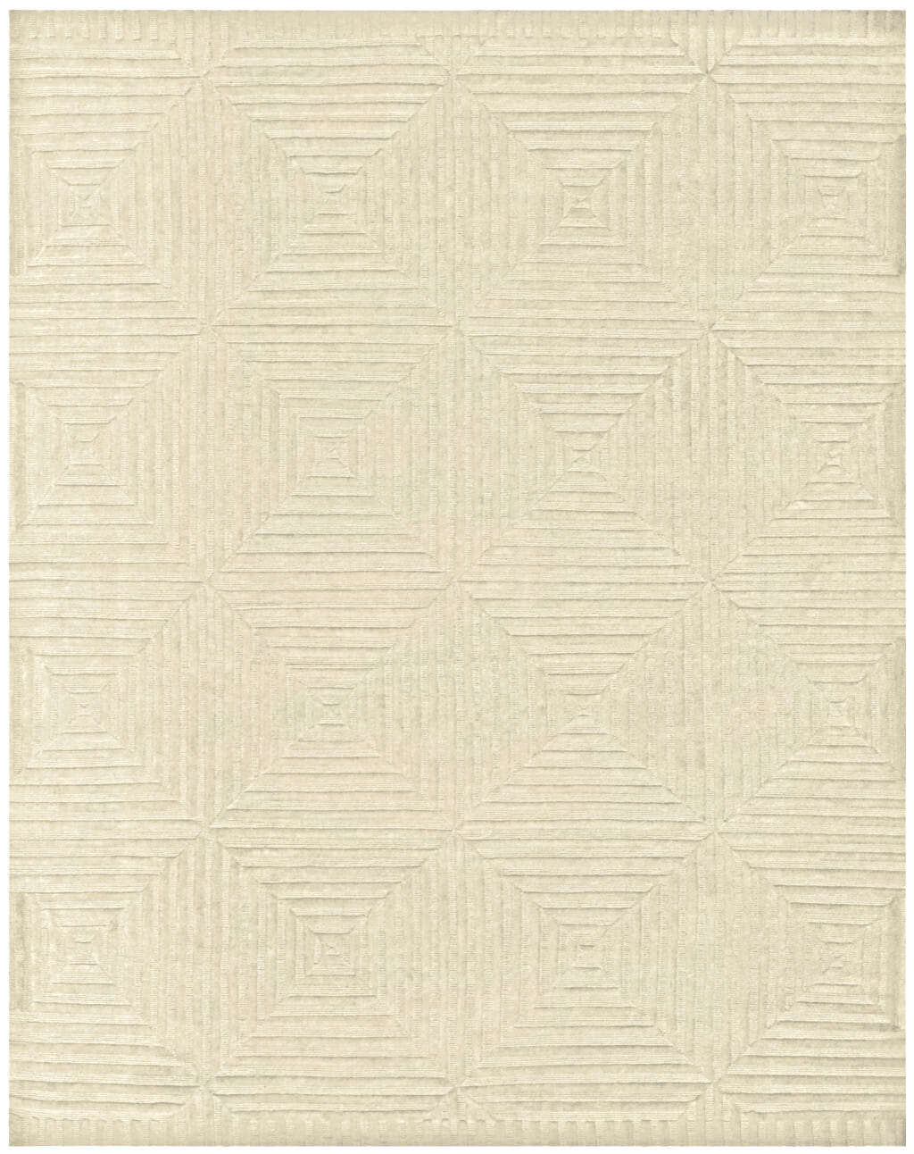 4' X 6' Ivory Wool Geometric Hand Knotted Area Rug