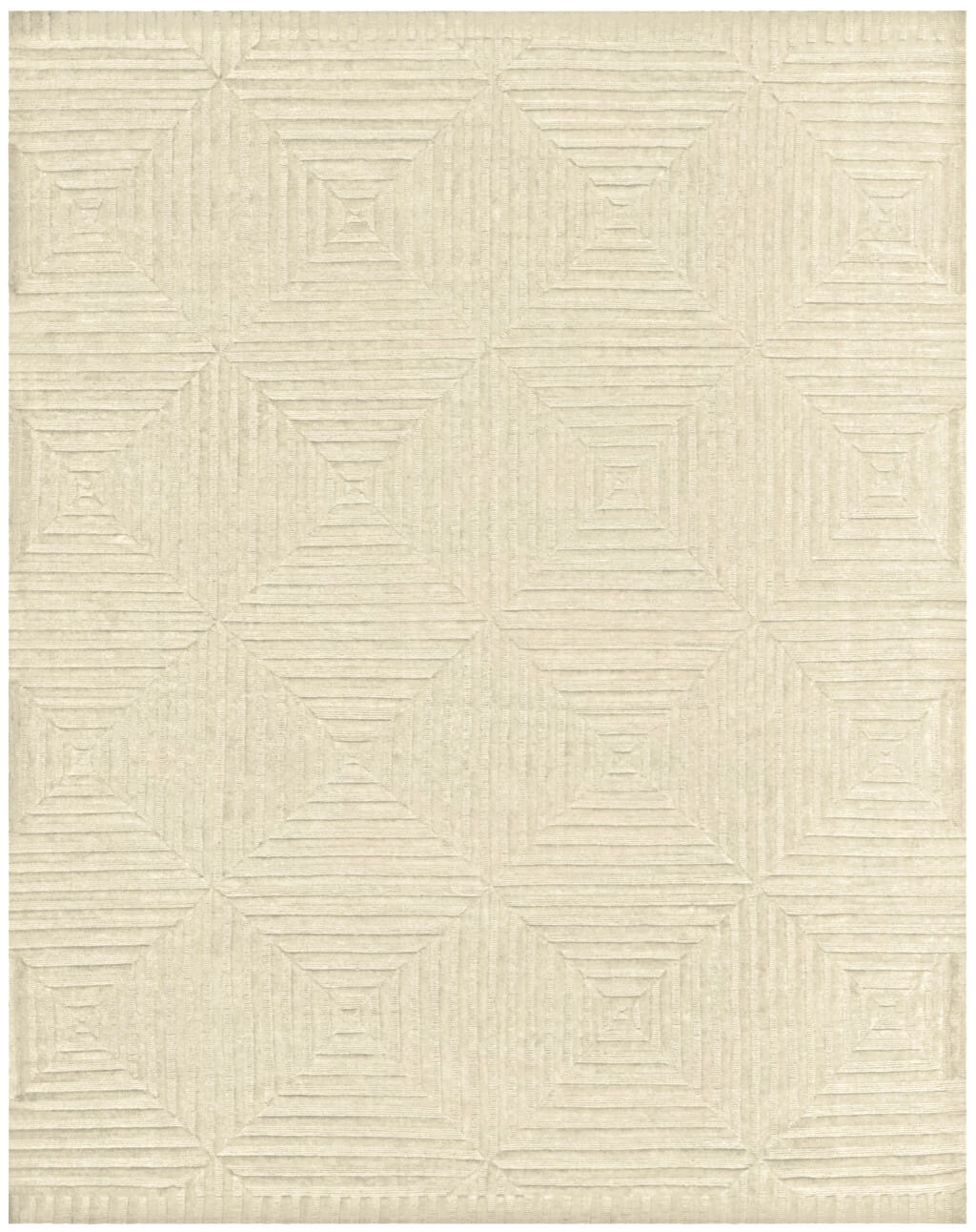 4' X 6' Ivory Wool Geometric Hand Knotted Area Rug