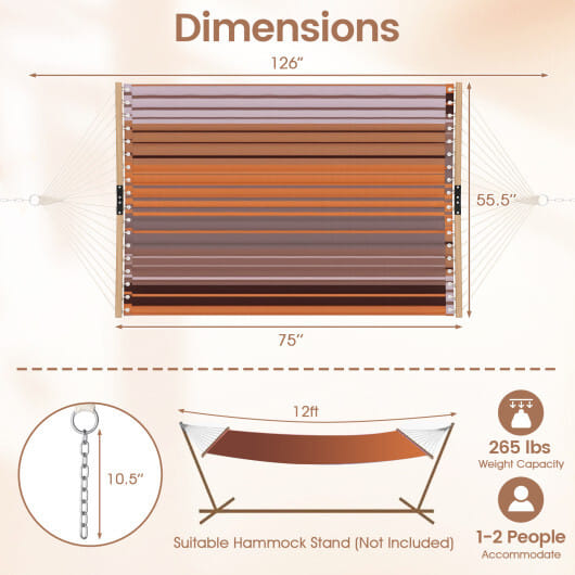 Patio Hammock Foldable Swing Chair Bed with Detachable Pillow-Brown - Color: Brown