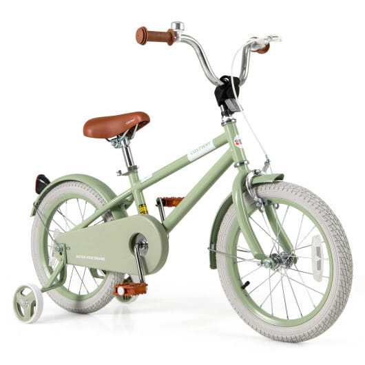 Kids Bike with Adjustable Handlebar and Saddle Green-16 Inches - Color: Green - Size: 16 inches