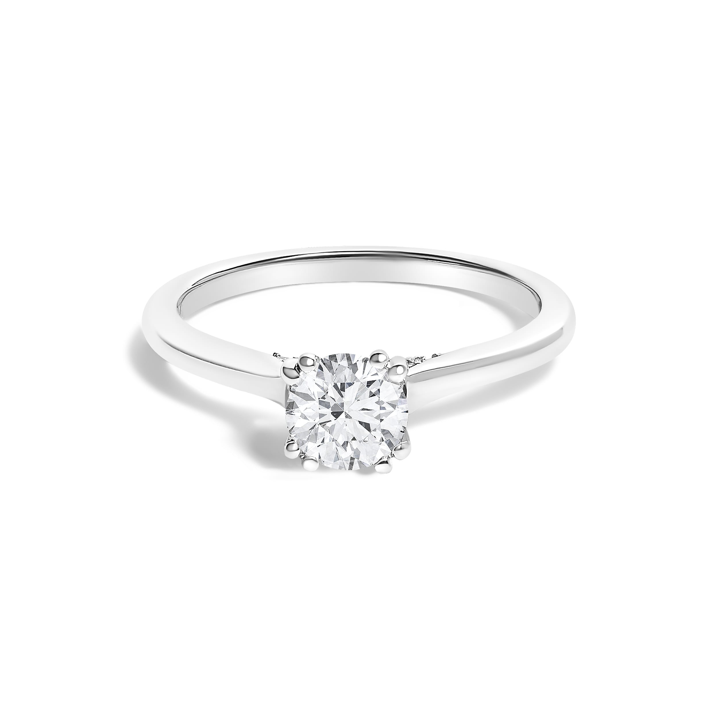 14K White Gold 7/8 Cttw Lab Grown Diamond Solitaire Cathedral Style Engagement Ring (F-G Color, VS1-VS2 Clarity) - Size 5