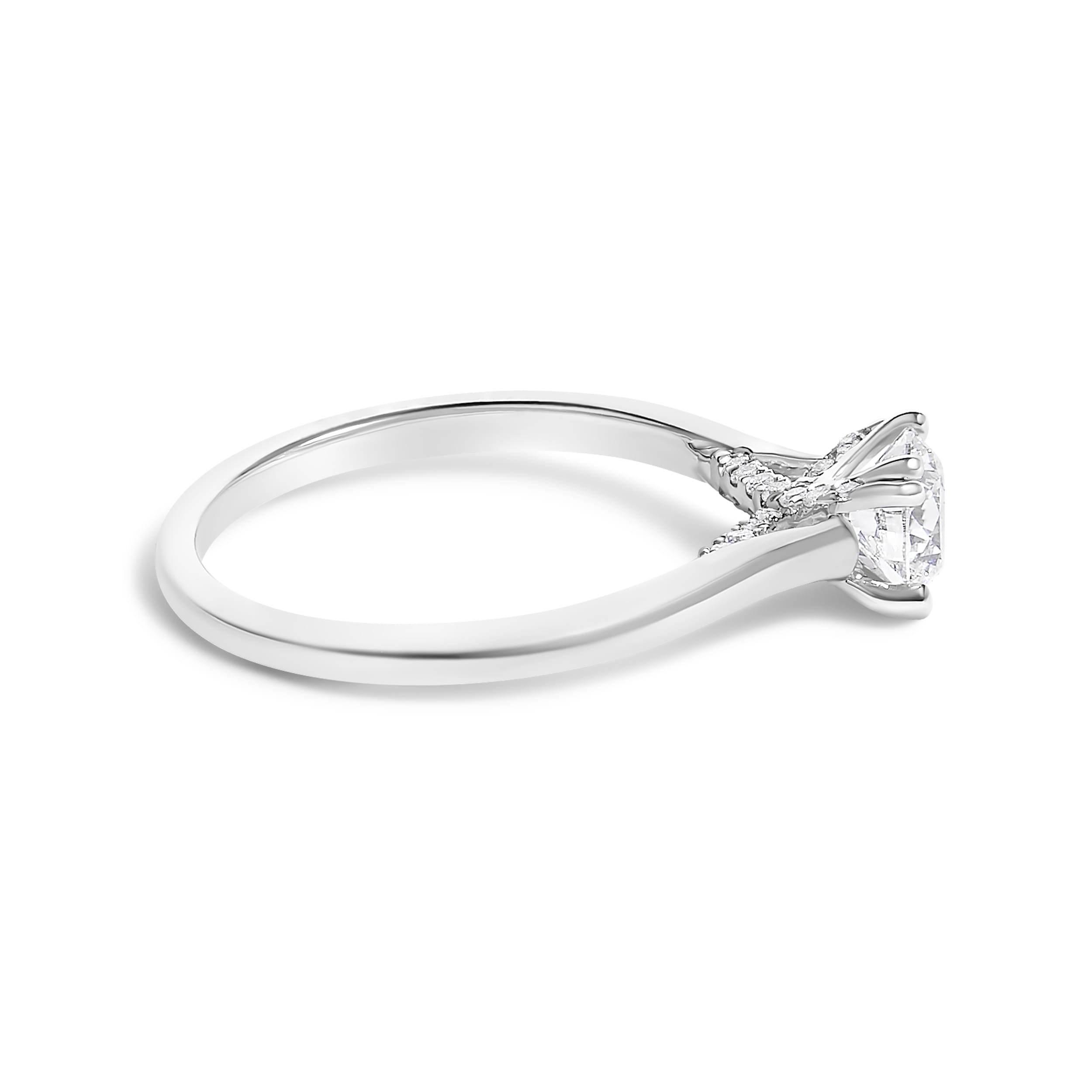 14K White Gold 7/8 Cttw Lab Grown Diamond Solitaire Cathedral Style Engagement Ring (F-G Color, VS1-VS2 Clarity) - Size 5