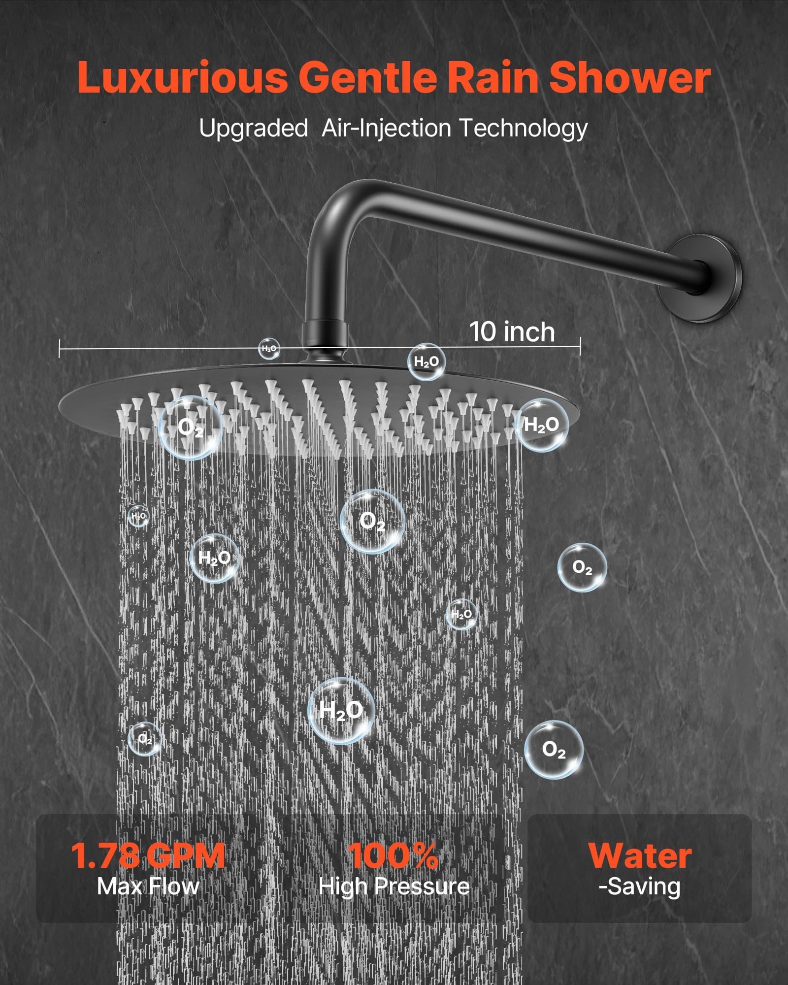 Shower Faucet Set, Rainfall Bathroom Shower System with 10-Inch Round Rain Shower Head and Handheld Spray, Wall Mounted Bath Fixtures with Brass Valve and Trim Kit, Matte Black