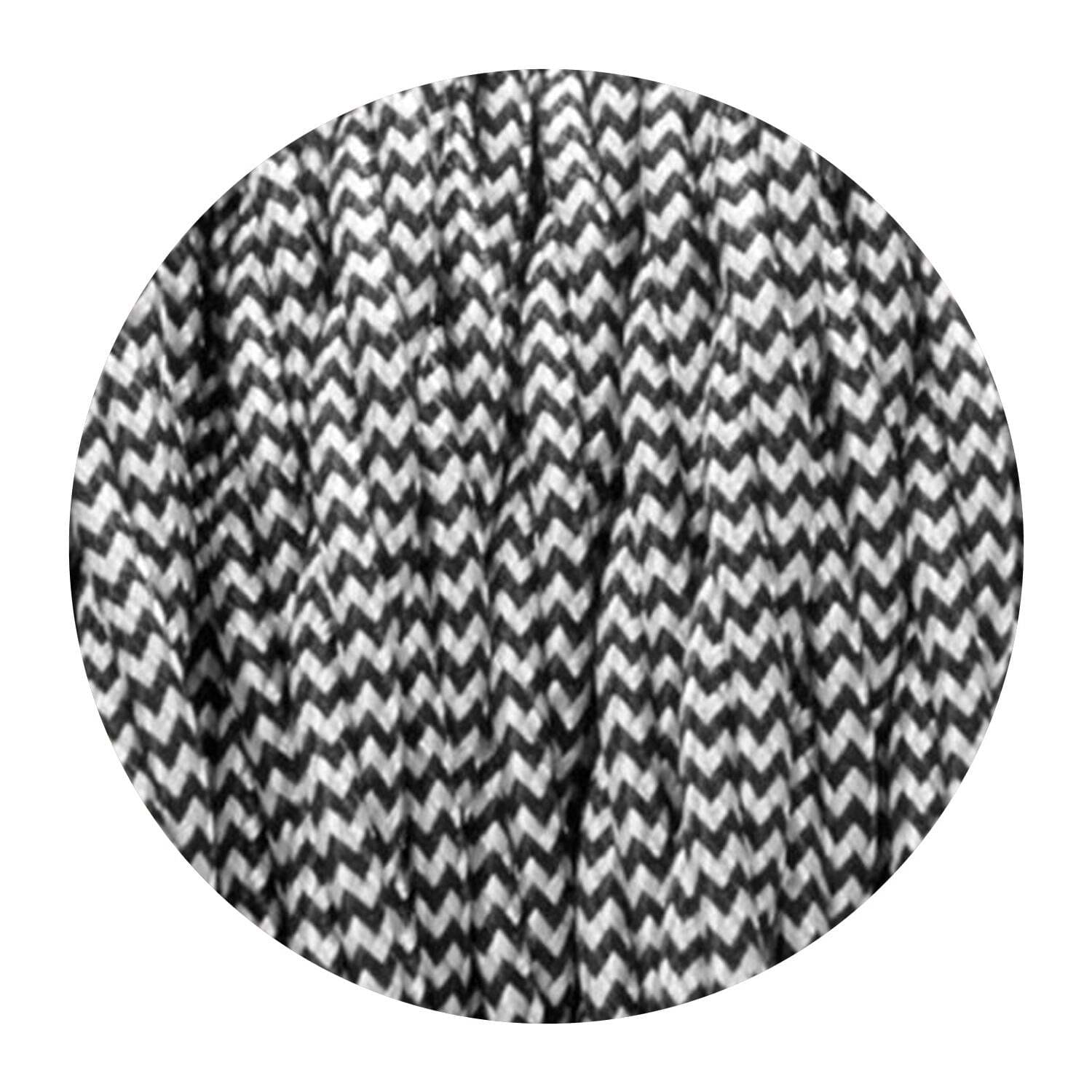 18 Gauge 3 Conductor Twisted Cloth Covered Wire Braided Light Cord Black &White ~ 1670