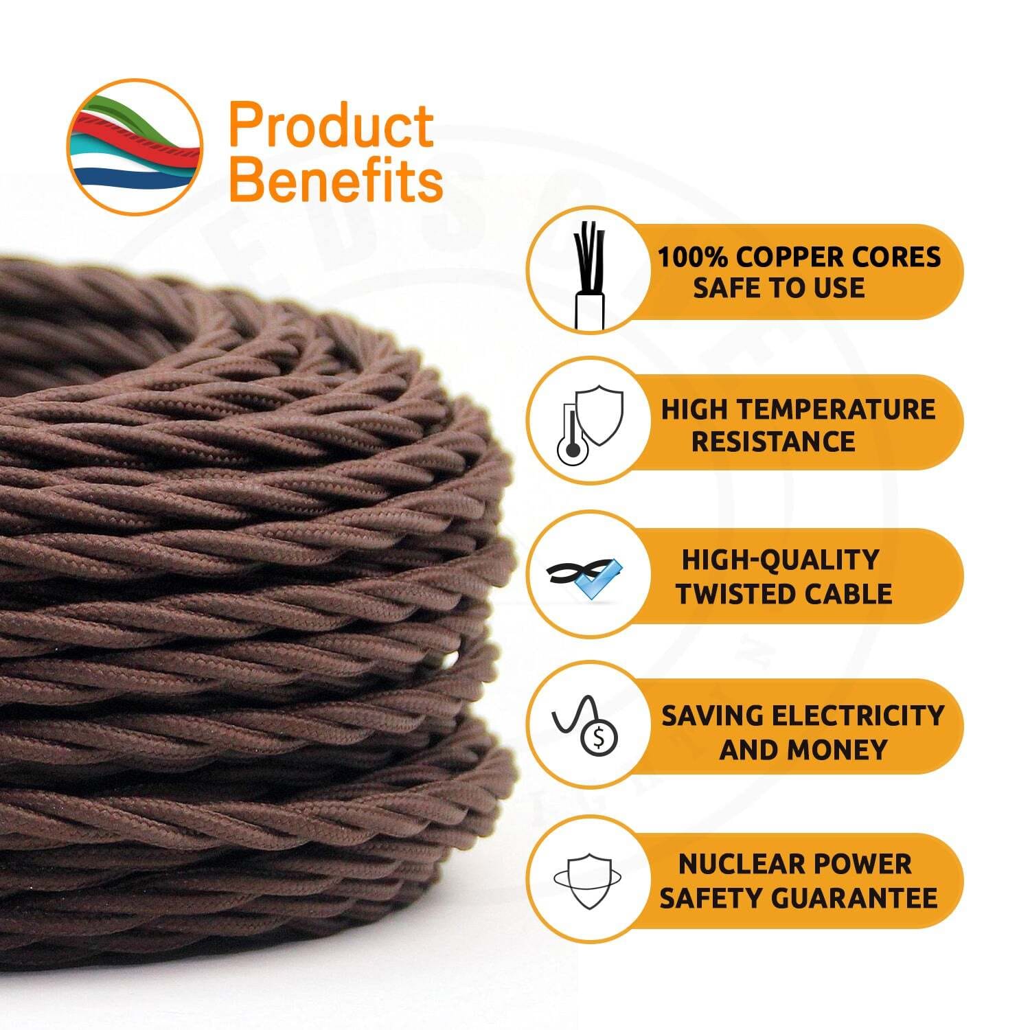 18 Gauge 3 Conductor Twisted Cloth Covered Wire Braided Light Cord Black &White ~ 1670