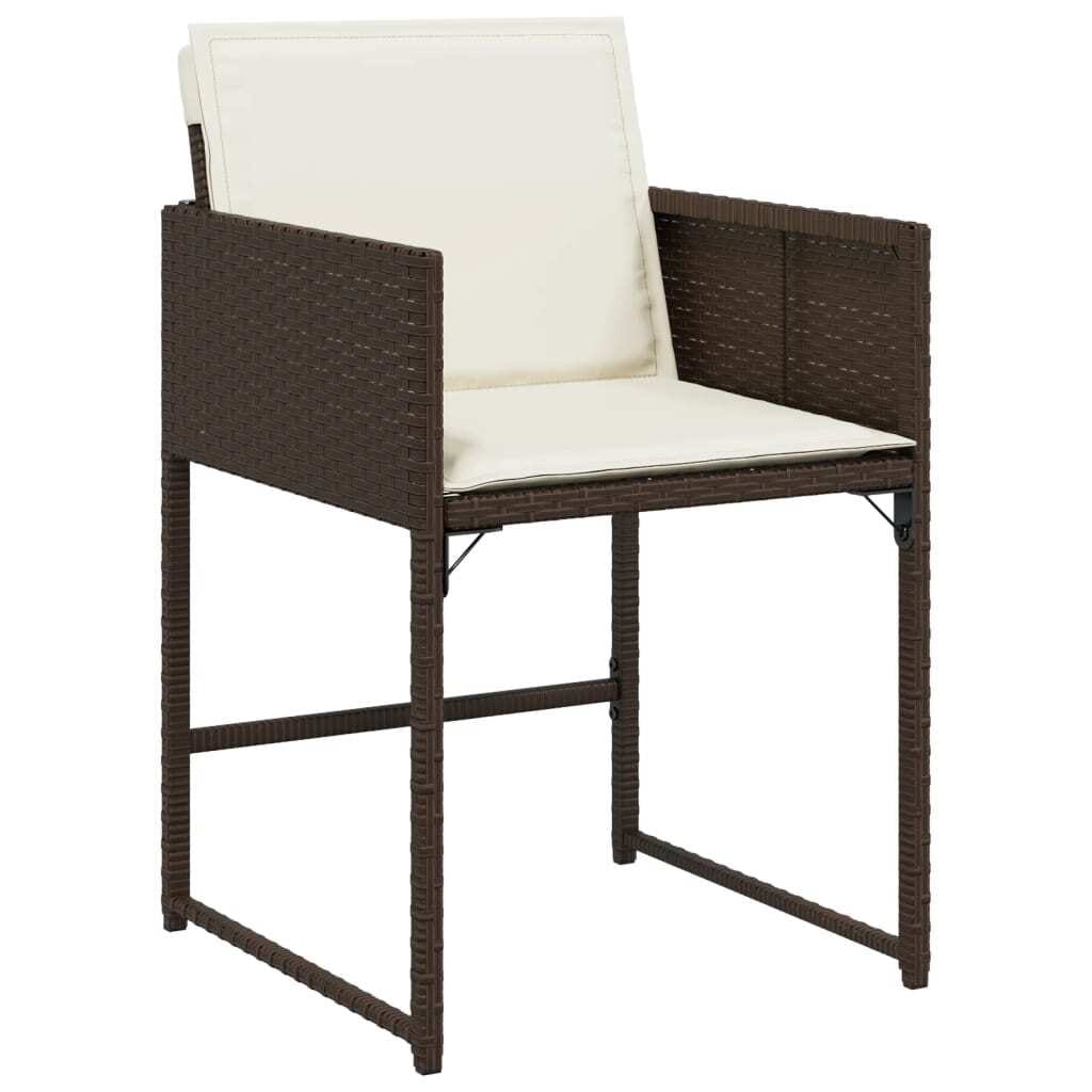 5 Piece Patio Dining Set with Cushions Brown Poly Rattan