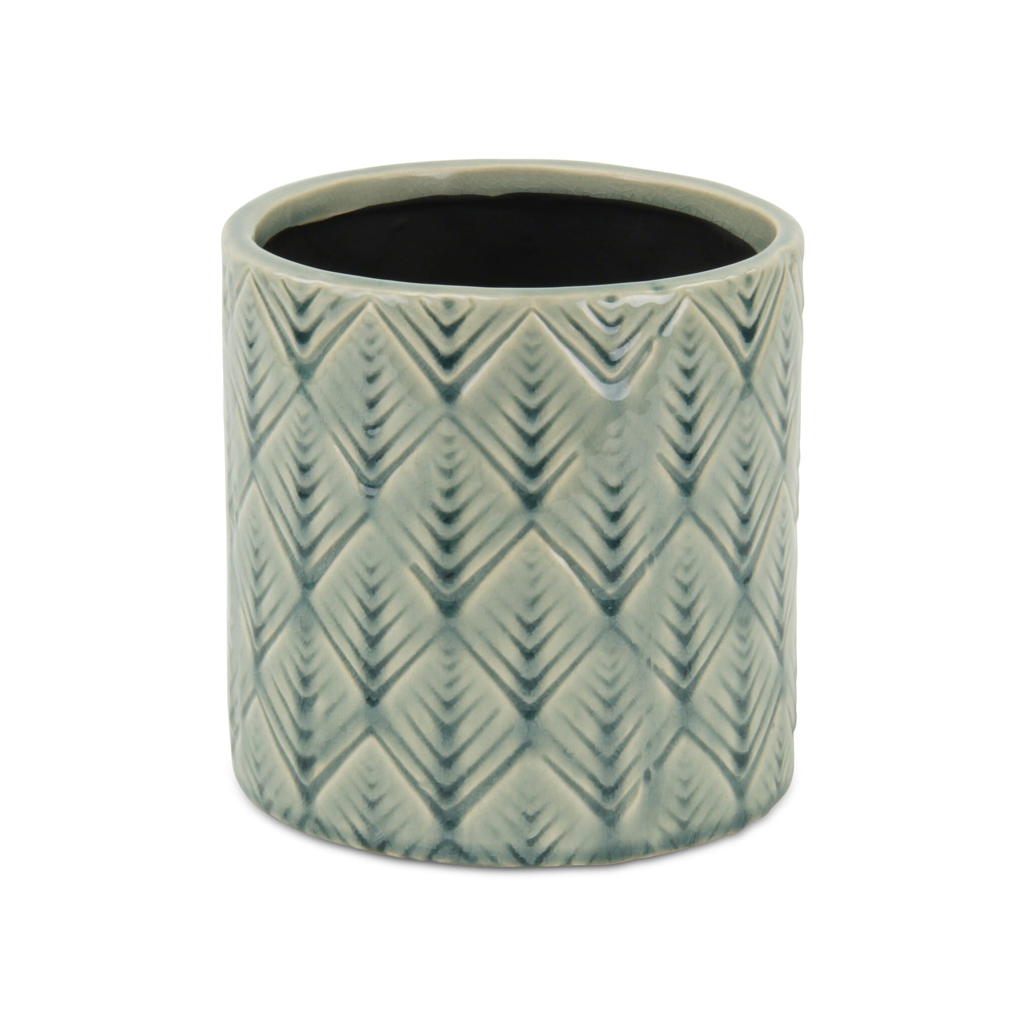 6" Green Geometric Ceramic Indoor Outdoor Round Pot Planter