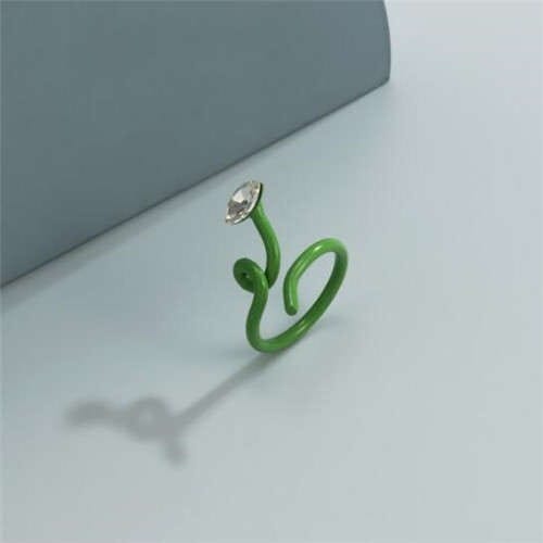 Minimalist Wholesale Jewelry Snake Inspired Design Candy Color Women Ring - Green
