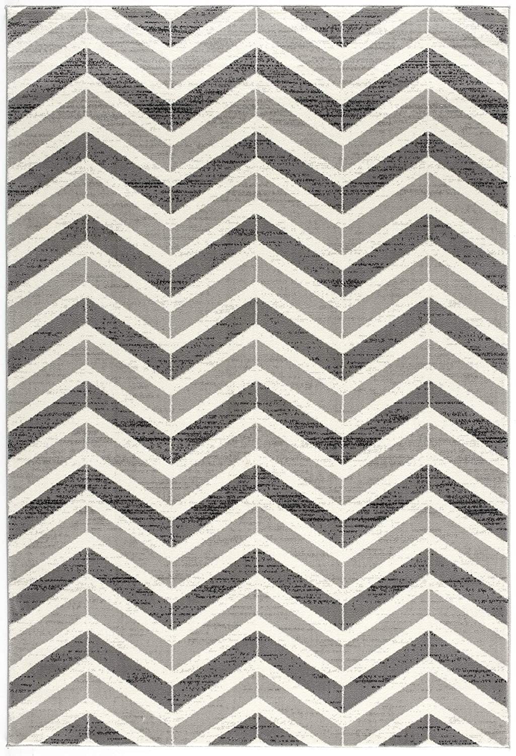 7' X 9' Gray Chevron Dhurrie Area Rug