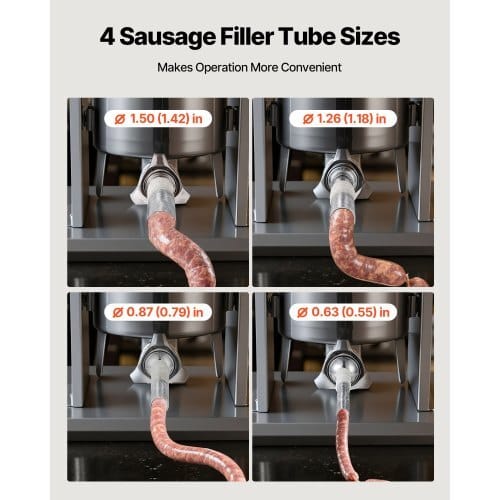 Electric Sausage Stuffer, 33 LBS / 15 L Vertical Meat Stuffer, Stepless Speed Control and Foot Pedal, Stainless Steel Heavy Duty Sausage Filler with 4 Stuffing Tubes, for Commercial & Home Use