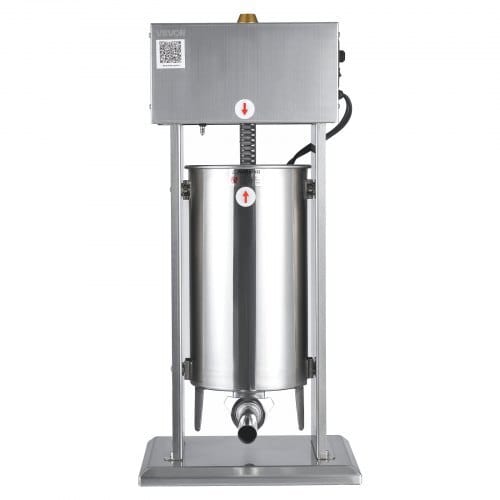 Electric Sausage Stuffer, 33 LBS / 15 L Vertical Meat Stuffer, Stepless Speed Control and Foot Pedal, Stainless Steel Heavy Duty Sausage Filler with 4 Stuffing Tubes, for Commercial & Home Use