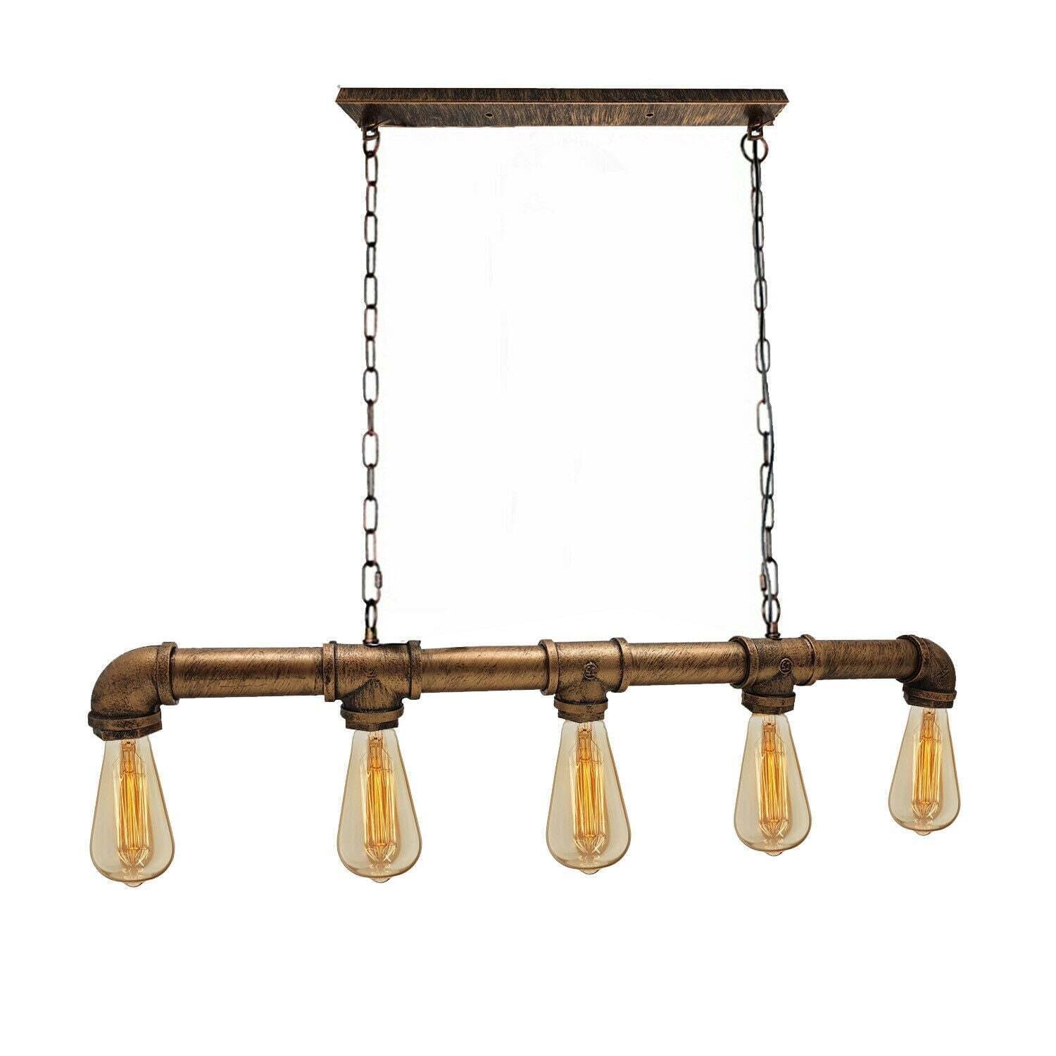 Industrial Farmhouse Pendant Light 5 light Ceiling Steampunk Metal Pipe Pendant Lamp~1340