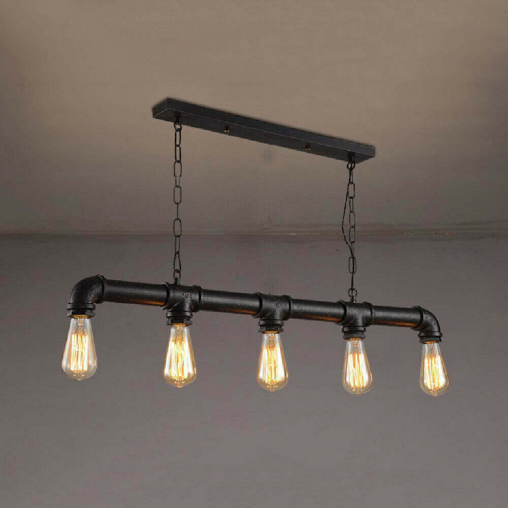 Industrial Farmhouse Pendant Light 5 light Ceiling Steampunk Metal Pipe Pendant Lamp~1340